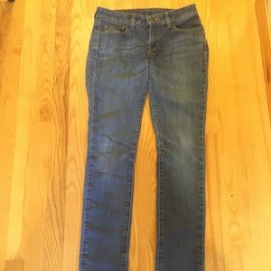 Light wash faded blue jeans